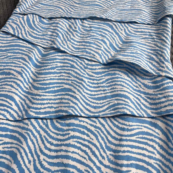 J. Mclaughlin Blue White Catalina Cloth Scuba Dress Tiered Zebra Stripe Print XS - Picture 4 of 6